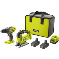 Ryobi R18DDJS-220S (шуруповерт, лобзик, сумка, 2 АКБ)