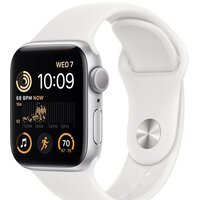 Apple Watch SE 2 40 мм (алюминиевый корпус, серебристый/белый, спортивный силиконовый ремешок M/L) Image #1