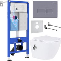 Roxen Antares Bidet в комплекте с инсталляцией StounFix Dual Fresh 6 в 1 966821 (кнопка: серый гранит)
