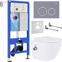 Roxen Antares Bidet в комплекте с инсталляцией StounFix Dual Fresh 6 в 1 966135 (кнопка: серый бетон)