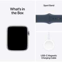 Apple Watch SE 2 44 мм (алюминиевый корпус, серебристый/грозовой синий, спортивный силиконовый ремешок M/L) Image #3