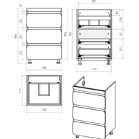 Misty Чегет - 55 Тумба напольная 3 ящ. под стиральную машину, белая - П-Чег-01055-01Н3Я Image #3