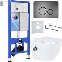 Roxen Antares Bidet в комплекте с инсталляцией StounFix Dual Fresh 6 в 1 962282 (кнопка: оружейная сталь)