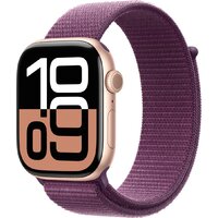 Apple Watch Series 10 46 мм (алюминиевый корпус, розовое золото/сливовый, нейлоновый ремешок) Image #1