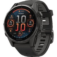 Garmin Fenix 8 Sapphire 43мм (титановый угольно-черный DLC, пепельно-серый ремешок)