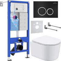 Roxen Simple Compact в комплекте с инсталляцией StounFix Dual Fresh 6 в 1 911522 (кнопка: черный матовый)