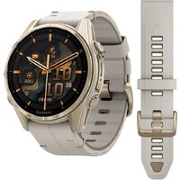 Garmin Fenix 8 Sapphire 43мм (золотистый, серый кожаный ремешок)