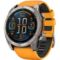 Garmin Fenix 8 Sapphire 51мм (титановый, оранжевый силиконовый ремешок)