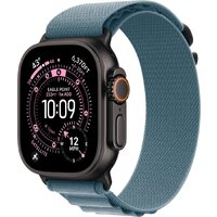 Apple Watch Ultra 3 LTE 49 мм (титановый корпус, черный/голубой, текстильный ремешок размера L)