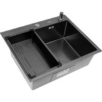 ARFEKA Eco AR мойка 600*500, коландер G, дозатор Black Decor Volcanic Image #1