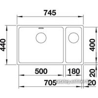 Blanco Andano 500/180-U (без клапана-автомата, левая) [520828] Image #2