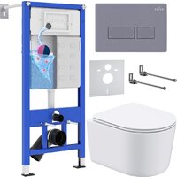 Roxen Simple Compact в комплекте с инсталляцией StounFix Dual Fresh 6 в 1 966808 (кнопка: серый гранит)