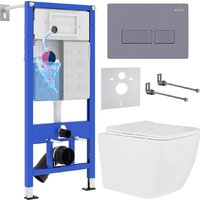 Roxen Cube в комплекте с инсталляцией StounFix Dual Fresh 6 в 1 966775 (кнопка: серый гранит)