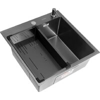 ARFEKA Eco AR мойка 500*500, коландер G, дозатор Black Decor Volcanic