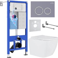Roxen Cube в комплекте с инсталляцией StounFix Dual Fresh 6 в 1 966075 (кнопка: серый бетон)