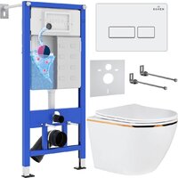Roxen Antares Gold в комплекте с инсталляцией StounFix Dual Fresh 6 в 1 850609 (кнопка: белый глянец)