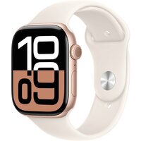 Apple Watch Series 10 46 мм (алюминиевый корпус, розовое золото/звездный свет, спортивный силиконовый ремешок S/M) Image #1